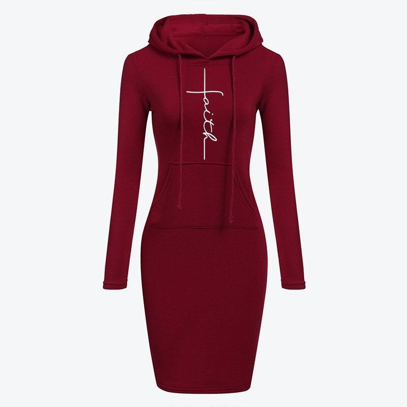 Winter Women Hoodies Long-sleeved Dress