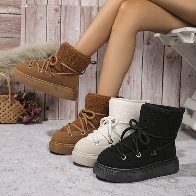 Fashion Lace-up Snow Boots Winter Flat