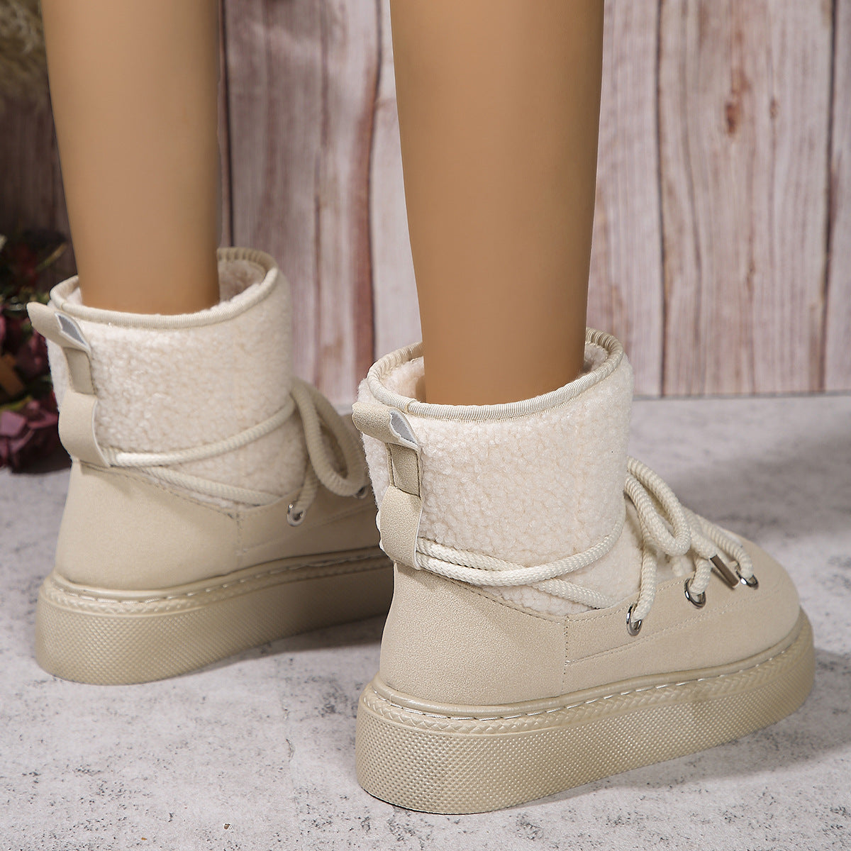 Fashion Lace-up Snow Boots Winter Flat