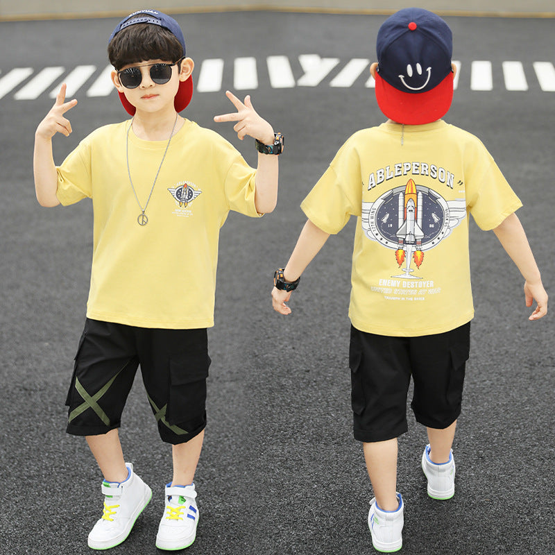 Summer Boy Student Fashion Sports Short-sleeved Shorts Suit