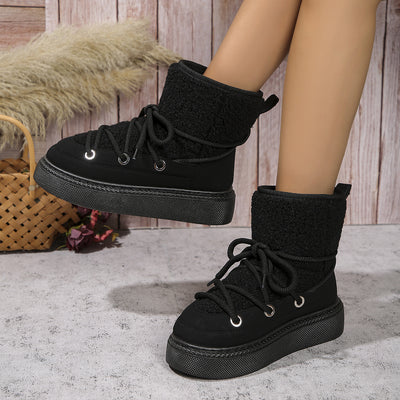 Fashion Lace-up Snow Boots Winter Flat