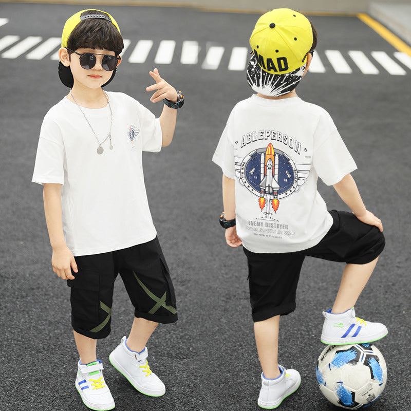 Summer Boy Student Fashion Sports Short-sleeved Shorts Suit