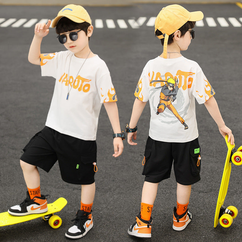 Summer Boy Student Fashion Sports Short-sleeved Shorts Suit