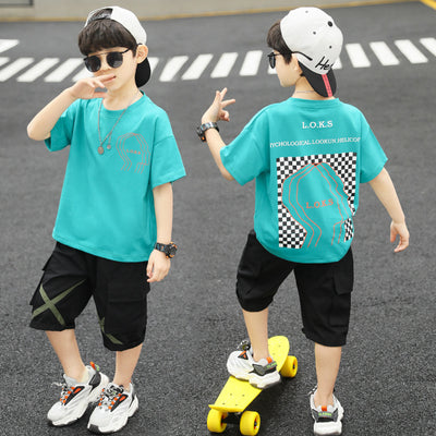 Summer Boy Student Fashion Sports Short-sleeved Shorts Suit