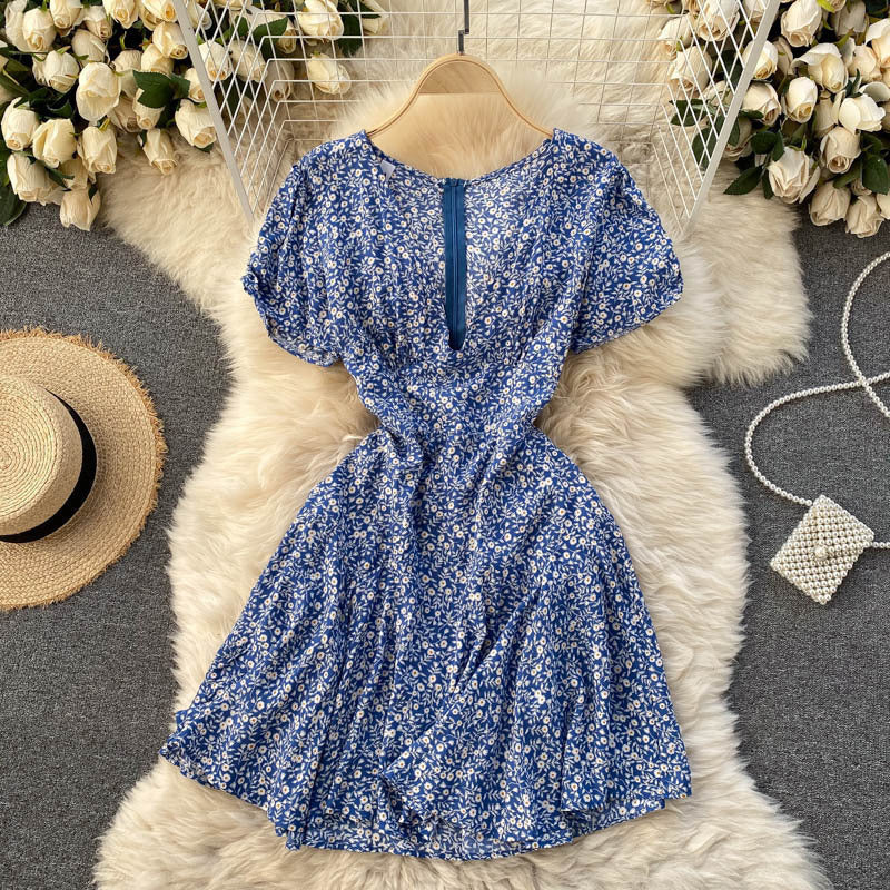 French Retro Feminine Floral Dress