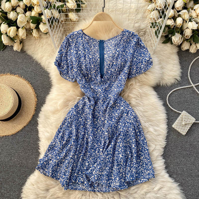 French Retro Feminine Floral Dress