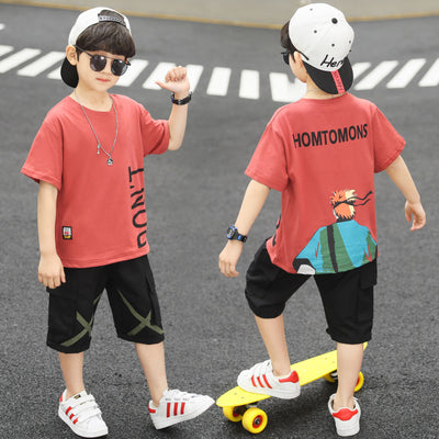 Summer Boy Student Fashion Sports Short-sleeved Shorts Suit