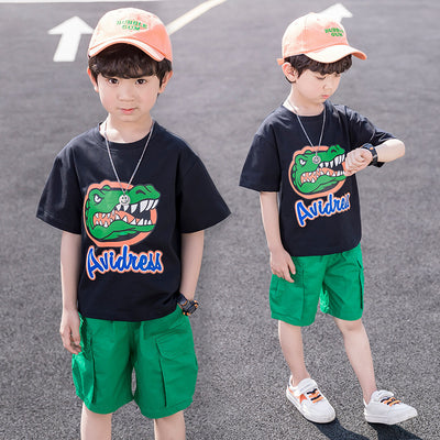 Summer Boy Student Fashion Sports Short-sleeved Shorts Suit