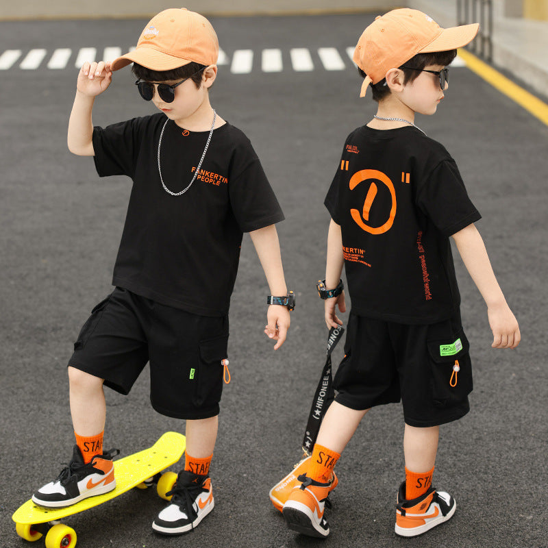 Summer Boy Student Fashion Sports Short-sleeved Shorts Suit