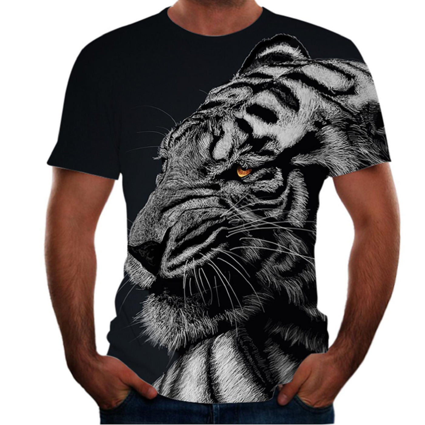 Men's 3D Animal Print T-Shirt - New Short Sleeve Design