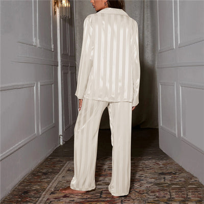 Women's Ice Silk Long Sleeve Pajama Set - Ultra-Soft Home Wear