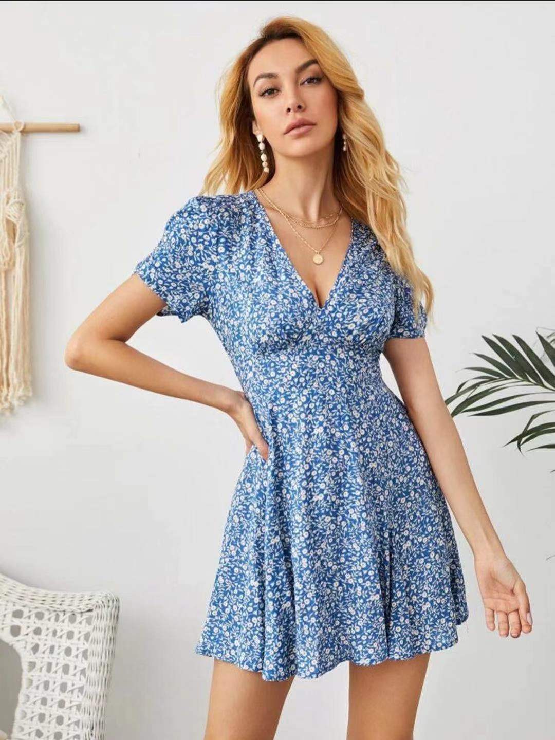 French Retro Feminine Floral Dress