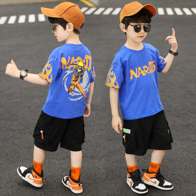 Summer Boy Student Fashion Sports Short-sleeved Shorts Suit