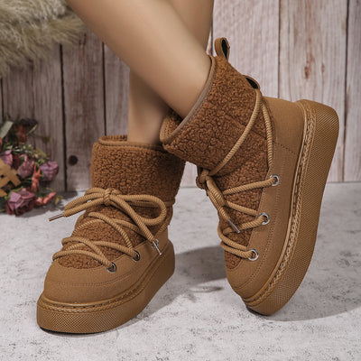 Fashion Lace-up Snow Boots Winter Flat