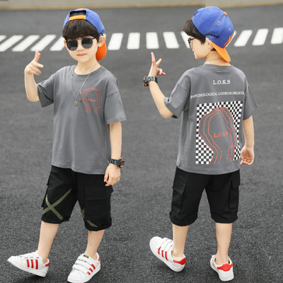 Summer Boy Student Fashion Sports Short-sleeved Shorts Suit