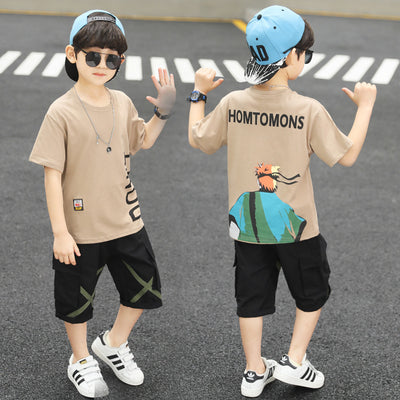 Summer Boy Student Fashion Sports Short-sleeved Shorts Suit