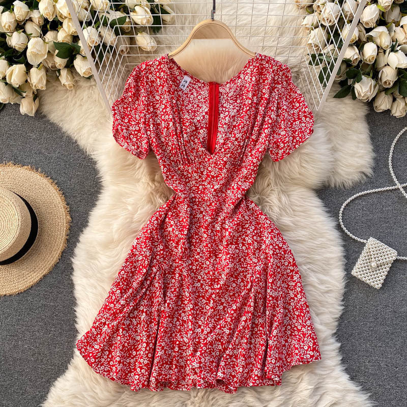 French Retro Feminine Floral Dress