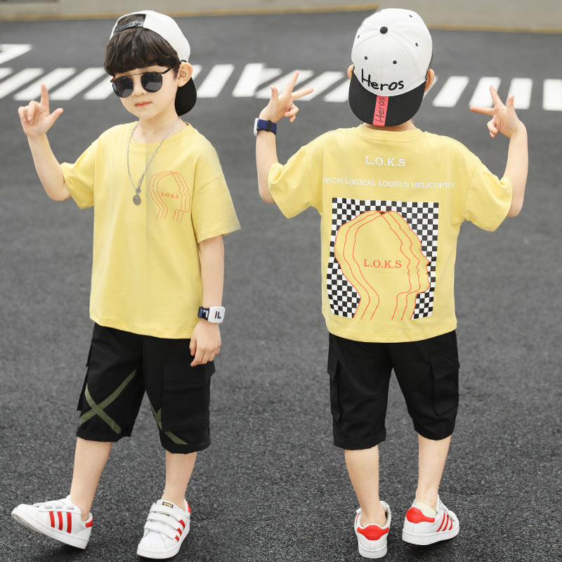 Summer Boy Student Fashion Sports Short-sleeved Shorts Suit